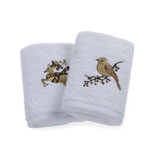 Jogo de Toalhas 2 Peças Lavabo Nature com Bordado - Trussardi