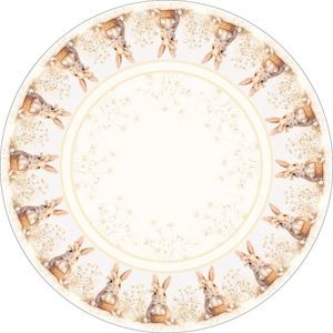 Toalha de Mesa de Páscoa Redonda 4 Lugares 155cm Coelha Margarida