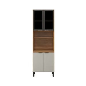 Paneleiro Duplo Demóbile Firenze com 4 Portas, 4 Prateleiras e Nicho para Micro-ondas - Amêndola/Nude Prime TX