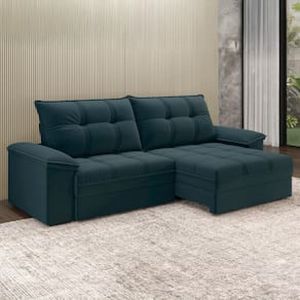 Sofá 4 Lugares Luizzi Besthouse Califórnia Slim Soft com Assento Retrátil e Reclinável, Revestido em Suede - 260cm de Largura