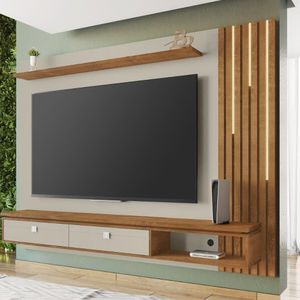 Painel para TV até 80 Polegadas com Ripado Fita LED e 2 Gavetas Multimóveis CR45285