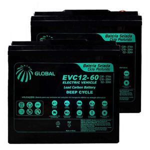 Par de Bateria Selada 12V 60Ah para Cadeira de Rodas Motorizada Global