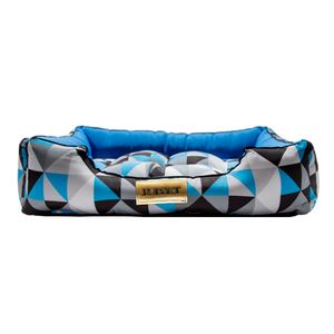 Cama Retangular para Cachorro ou Gato Luppet Luxo Azul Losango