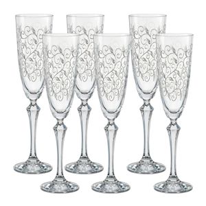 Jogo de Taças Champagne Elizabeth Decorada 6 Peças 200ml - Full Fit