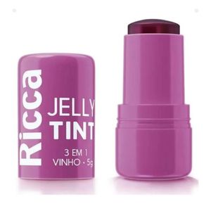 Blush Multifuncional Em Bastão Ricca Jelly Tint 3 Em 1 Vinho 5g