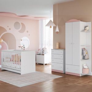 Quarto Infantil Completo com Berço 3 em 1 para Colchão 130x60cm Multimóveis MP4344
