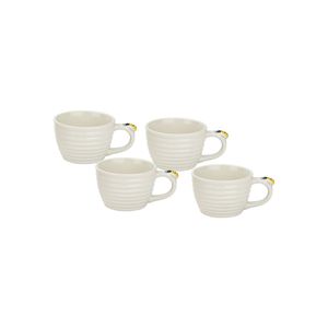 Conjunto com 4 Xícaras de Chá de Porcelana Abelha 230ml - Hauskraft