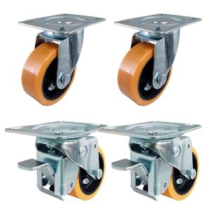 Rodízio Giratório 4un 3” 312 UFN 170kg PU Laranja Rod-Car