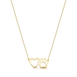 Colar de Ouro 10k I Love Pet vazado