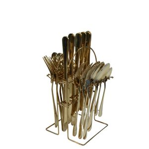 Conjunto Talheres com Suporte 24 pç N2444227 Dourado- Quanhe