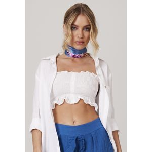 Top Cropped De Lastex Branco Yacamim I4