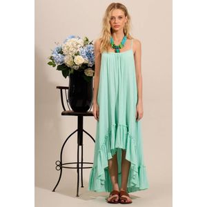 Vestido Mullet Com Alças E Babados Na Barra Verde Menta Yacamim E3