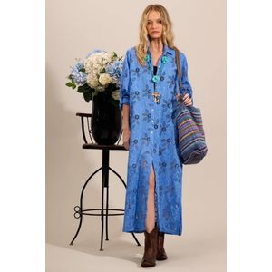 Chemise Longo Broderie Cinza Listrado Yacamim N4