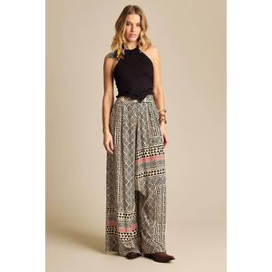 Calça Saruel Com Bolsos Bege Estampada Yacamim G4