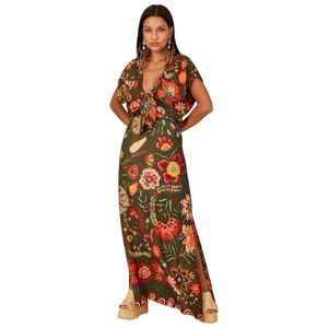 Vestido Longo Verde Estampado Yacamim E1