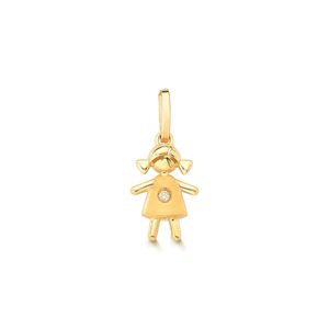 Pingente Menina em ouro 18k com diamante
