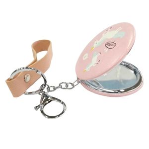 Espelho de Bolsa Redondo com Alça Unicórnios Rosa 4 - Quanhe
