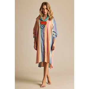 Chemise Longo Amplo Listrado Colorido Yacamim N6