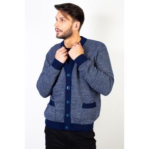 Casaco de malha masculino mesclado gola V e bolsos 50602