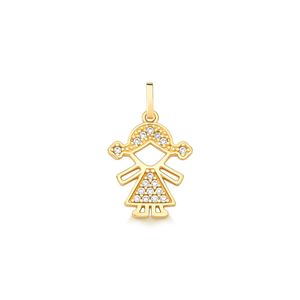 Pingente de Ouro 18k Menina com Zircônias