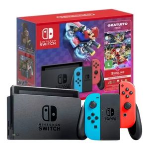 Console Nintendo Switch V2 32gb Mario Kart 8 Deluxe Cor Vermelho/Azul/Preto
