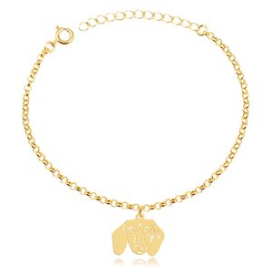 Pulseira de elos Dachshund folheado em ouro 18K