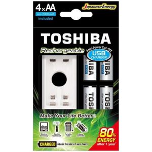 Carregador de Pilha USB TNHC-6GME4 CB (Com4 Pilhas AA 2000 MAh) Toshiba