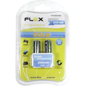 Pilha Recarregável AA 1.2V 2500mAh (Com2 Pilhas) Flex