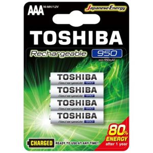 Pilha Recarregável AAA 1,2V 950mAh TNH03GAE (Com4 Pilhas) Toshiba