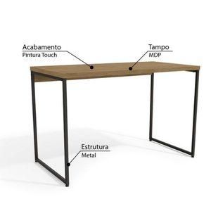 Mesa para escritório Kappesberg Linha industrial 1 gaveta Freijó/Preto