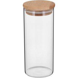 Pote com Tampa de Bambu Borossilicato 400ml 15x6x6cm