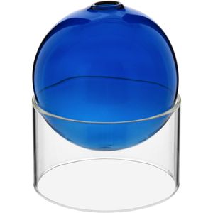 Vaso Esfera Suporte Vidro 10x10x10cm Azul