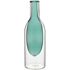 Vaso Garrafa Vidro 15x5x5cm Cinza