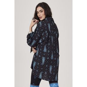 Camisa Ampla Manga Longa Azul Marinho cashmere Yacamim A16