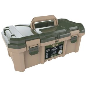 Caixa de Ferramenta Maleta Tatica 18,3 Grande Articulada Bege/Verde Metasul