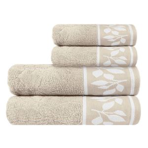 Jogo de Toalhas de Banho 4 Peças Maya Corttex 450 g/m² Bege