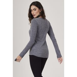 Blusa Básica Com Botões Cinza Mescla Yacamim T4