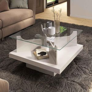 Mesa de Centro Quadrada 70cm com Vidro Multimóveis CR45305