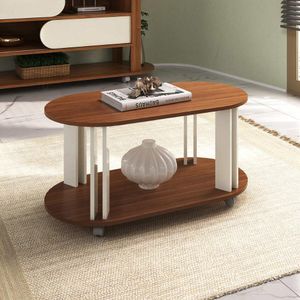 Mesa de Centro Oval 91cm com Rodízios Multimóveis CR45310