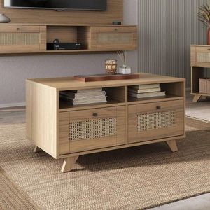 Mesa de Centro Retangular 2 Gavetas 91cm Retrô Multimóveis CR45313