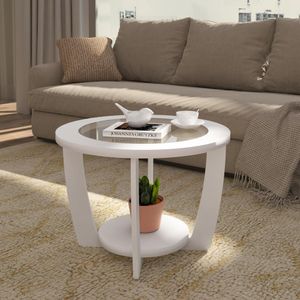 Mesa de Centro Redonda 60cm com Vidro Multimóveis CR45306