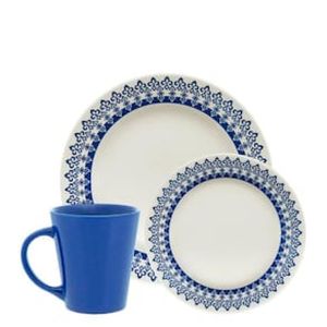 Aparelho de Jantar e Lanche 12 Peças Biona Grécia em Cerâmica  Estampado