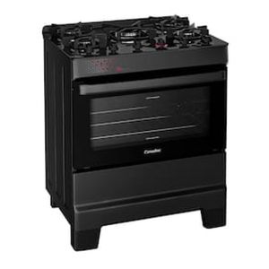 Fogão Esmaltec IDEAL Top Glass T5VAP Preto 5 Bocas com Mesa de Vidro e Acendimento Automático Forno 84L  Bivolt
