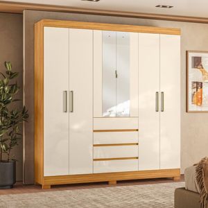 Guarda-Roupa Casal MDF com Espelhos 6 Portas 4 Gavetas 201cm Multimóveis CR35289