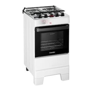 Fogão Esmaltec IDEAL Top T4IAB Branco 4 Bocas com Mesa de Inox e Acendimento Automático Forno 50L  Bivolt