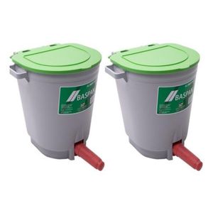2 Baldes Alimentador 5 L 2 Bicos C/ Tampa Suporte Bezerros