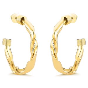 Brinco de Ouro 18k Meio Argola