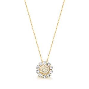 Colar Flor de Ouro 18k com 33 pontos de Diamante