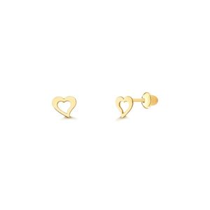 Brinco coração vazado mini em Ouro 18k