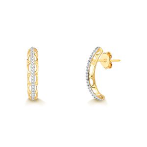 Brinco de Ouro 18k com detalhe em ródio branco